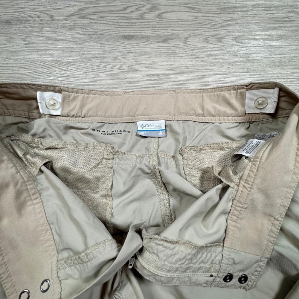 Columbia‎ Women's PFG Pants Khaki 12 Omni-Shade Fishing Hiking Cargo Lightweight - Picture 5 of 12